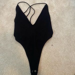 Forever21 deep v neck black bodysuit